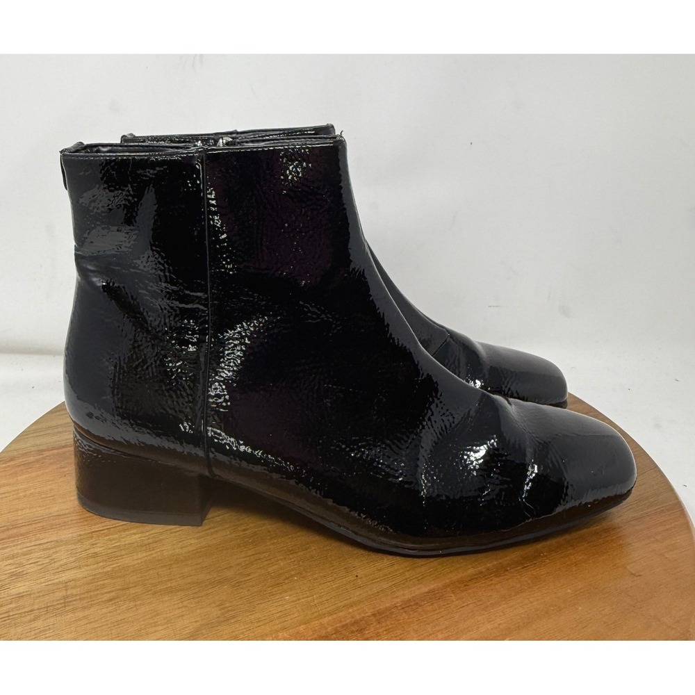Circus by Sam Edelman Lyndsey Black Patent Square Toe Ankle Boots Womens 7.5M